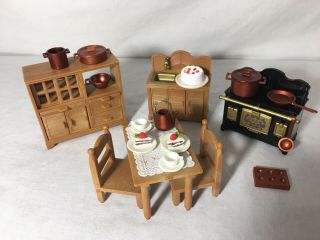 Calico Critters/sylvanian Families Vintage Kitchen Furniture Double Side Cabinet