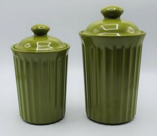 Vintage Sealing Melamine Storage Canister Set Of 2 Avocado Green