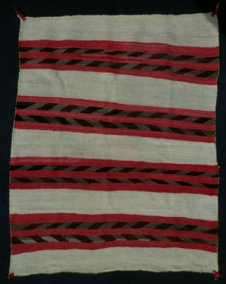Ca Wwi Antique " Transitional Period " Navajo Striped Blanket.  Vg.