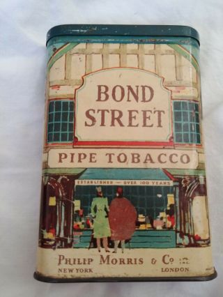Circa 1930s Bond Street Pipe Tobacco Advertising Pocket Tin Philip Morris