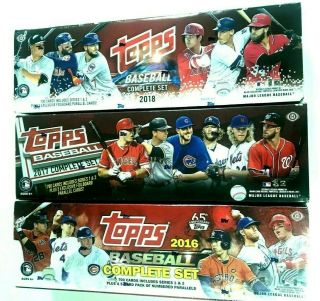 2018,  2017 & 2016 Topps Baseball Complete Factory Hobby Set Combo
