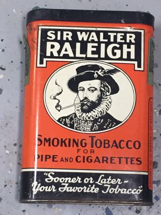 Vintage Sir Walter Raleigh Smoking Tobacco For Pipe & Cigarette Tin