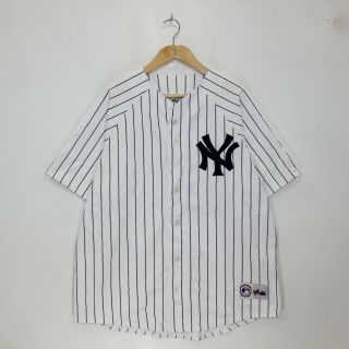 Vintage York Yankees 20 Jorge Posada Pinstripe Majestic Mlb Jersey Size Xl