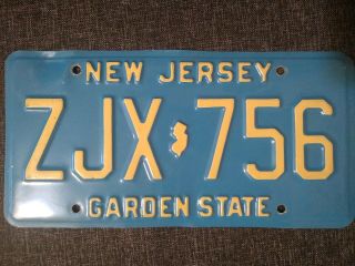 Vintage 1970s Jersey Blue License Plate Nj Zjx - 756