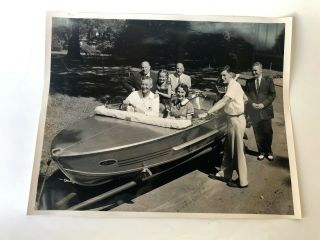 Vintage Orlando Clipper Boat Family Boating 10 X 8 Black & White 1950 