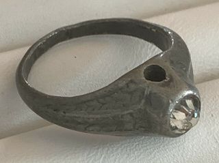 Antique Pot Metal ? Ring With Pattern And Stone Size 9.  5 Mens? Womens?