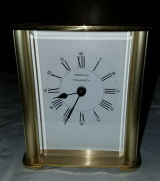 Vintage Tiffany & Co Portfolio Brass Carriage Clock Quartz Mkd Germany