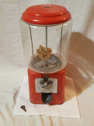 Vintage Gumball Candy Machine 1 Cent Antique Vending Chicago Lock Co Key