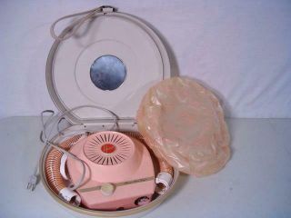 Vintage Pink Hoover Hair Dryer W Bonnet & Case Portable