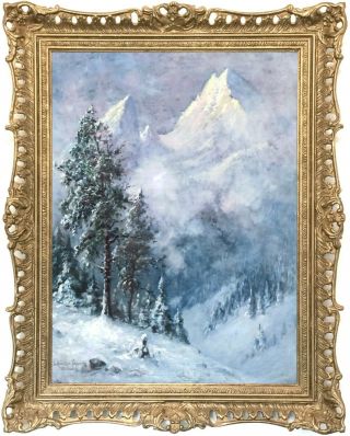 Winter Antique Oil Painting By Leopold Günther - Schwerin (german,  1865 - 1945)