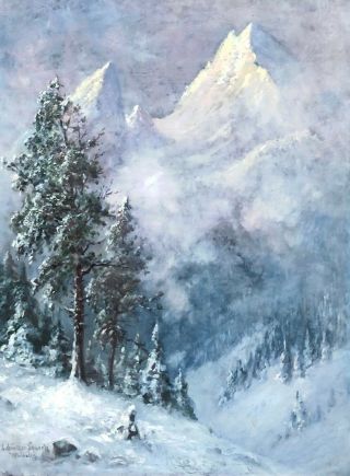 Winter Antique Oil Painting by Leopold Günther - Schwerin (German,  1865 - 1945) 2