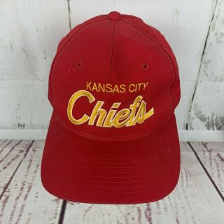 Vintage Sports Specialties Kansas City Chiefs Script Snapback Hat All Red 2