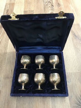 Vintage Antique Silver Goblets Set Of 6