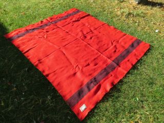 Vintage Orrlaskan 100 Pure Wool Body Striped Black Red Camp Blanket Rare 80x70