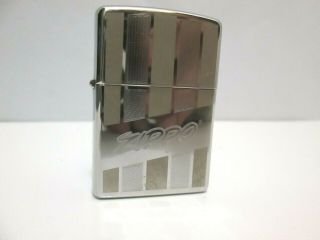 Vtg/retro Zippo Lighter Polished/matte Stripes Metal Case W/matching Insert