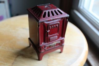 Kenton Antique 1875 Heatrola Furnace / Red Cast Iron Still Bank - Rare