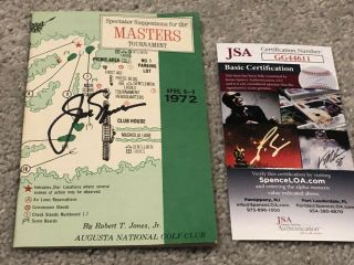 Jack Nicklaus Signed Vintage 1972 Masters Program Spectator Guide Flag Jsa