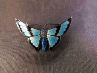 Vintage.  830 Sterling Silver And Enamel Butterfly Brooch Pin
