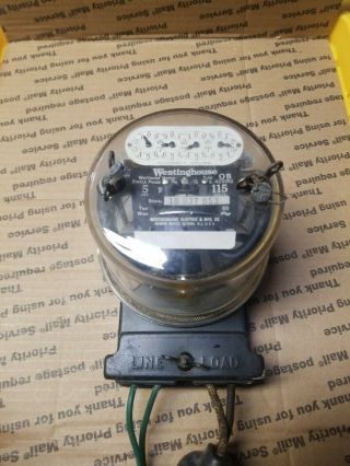 Antique 20s Westinghouse Type Ob Watthour Meter With Plug 5 Amp 115 - 230 Volts