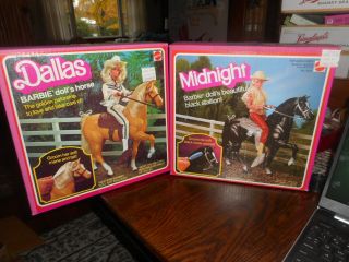 Vtg Barbie 1980 Dallas And Midnight Horses In The Boxes