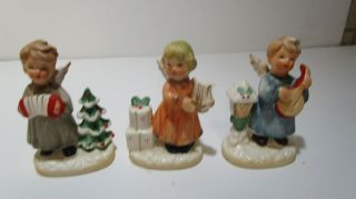 Vintage Christmas Napco Angel Figurines 2 Boys Girl With Instruments