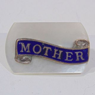 Vintage Art Deco Era Mother Of Pearl Mop Enamel Small Pin Brooch Mom C - Clasp