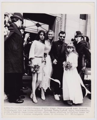 Ringo Starr Barbara Bach Wedding Vintage Classic Iconic 1981 Press Photo