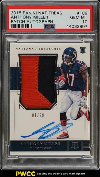 2018 National Treasures Anthony Miller Rookie Rc Auto Patch /99 Psa 10 (pwcc)