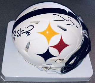Devin Bush & Ryan Shazier Signed Pittsburgh Steelers Nfl Amp Mini - Helmet Tse