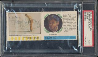 1968 American Oil Double Panel Babe Ruth G.  Brewer Hof Card Psa 5 Low Pop