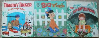 3 Vintage Whitman Tell - A - Tale Books Big Whistle,  Tip - Top Tree House,  Timothy