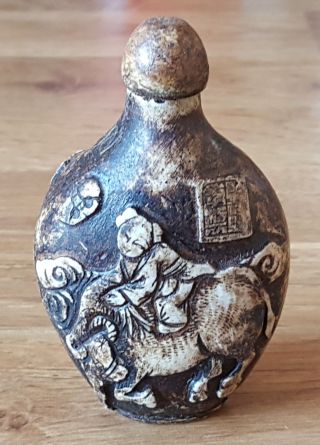Chinese Carved Stone Vintage Victorian Oriental Antique Horse Snuff Bottle