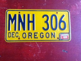 License Plate Tag Oregon Mnh 306 1988 Vintage Rustic Usa