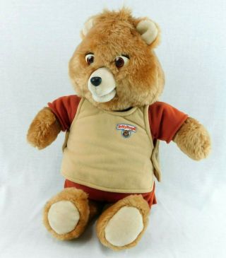 Vtg 1985 Teddy Ruxpin Plush Stuffed Talking Bear Worlds Of Wonder Removable Vest