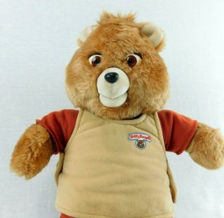 VTG 1985 Teddy Ruxpin Plush Stuffed Talking Bear Worlds of Wonder Removable Vest 2