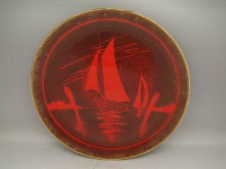 Vintage Poole Studio Pottery Aegean Plate Shallow Bowl Yacht Boat Scene 10 "