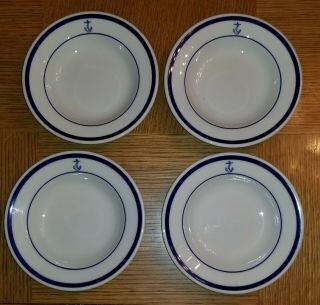 4 Vintage Homer Laughlin China 7” Us Navy Bowl Plate Saucer Dish Anchor Military