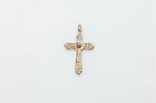 Antique 1930s $2400.  50ct Natural Alexandrite Diamond 18k Gold Cross Pendant