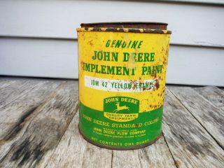 Vintage John Deere 1 Quart John Deere Yellow Paint Can Oil Can 4 Legged Deer