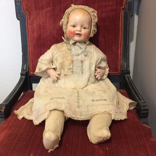 22 " Antique Vintage Eih Horsman Baby Dimples Composition And Cloth Doll