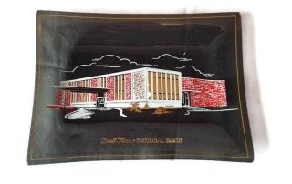 Fort Knox National Bank Glass Advertising Tray Vintage Kentucky Collectible
