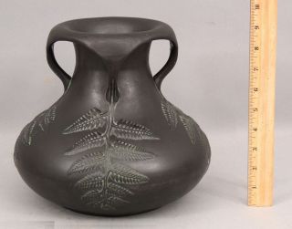 Large Rare Antique Norse Arts & Crafts Period Ferns Decoration Art Pottery Vase