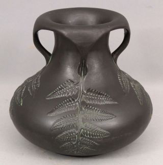 Large Rare Antique NORSE Arts & Crafts Period Ferns Decoration Art Pottery Vase 2