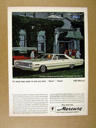 1966 Mercury Park Lane At Del Monte Lodge Pebble Beach Ca Art Vintage Print Ad