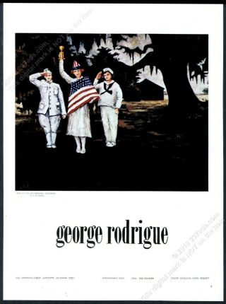 1973 George Rodrigue Miss July 4th Louisiana Art Nola Gallery Vintage Print Ad