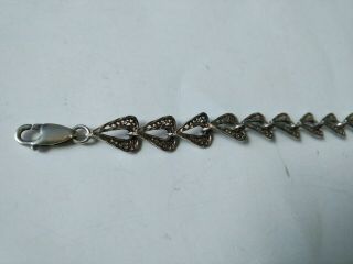 Vintage Sterling Silver Filigree Heart Link Bracelet