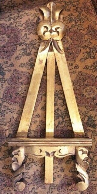Vintage Wood Easel Italy Florentine Gold Gilt 21 " Frame Holder Display Stand