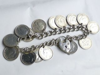 Georg Jensen Vintage 925 Sterling Silver British Coins Charm Bracelet 37g C53