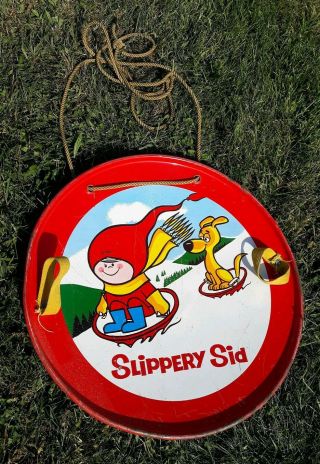 Vintage Slippery Sid Sidney Aluminum Snow Disc Flying Saucer Sled With Handles