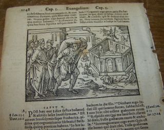 1573 Antique Latin Bible Leaf 2nd John Testament With Copper Engraving Page